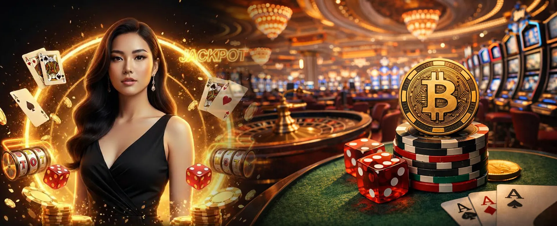 okbet Online Casino Lobby with various games and gold accents